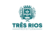 Brasão da Prefeitura Municipal de Três Rios, RJ, Brasil, em formato de escudo com elementos que representam a história, a cultura e a economia da cidade.
